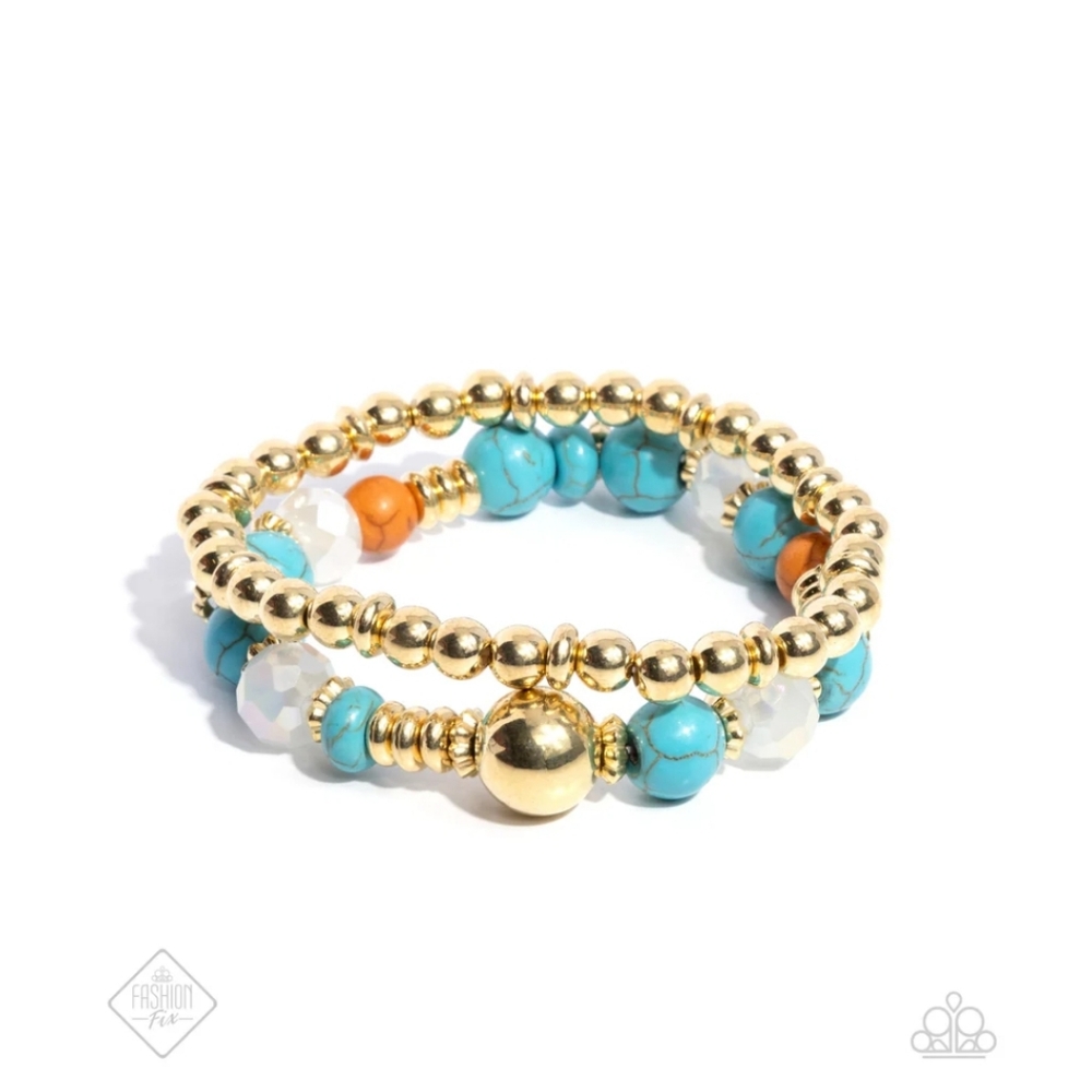 Texan Texture Gold Bracelet Layered Western Fashion Jewelry Paparazzi